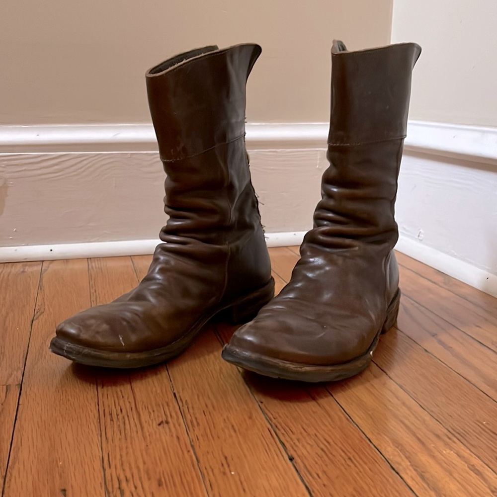 Fiorentini + Baker brown leather zipper combat boots size 38